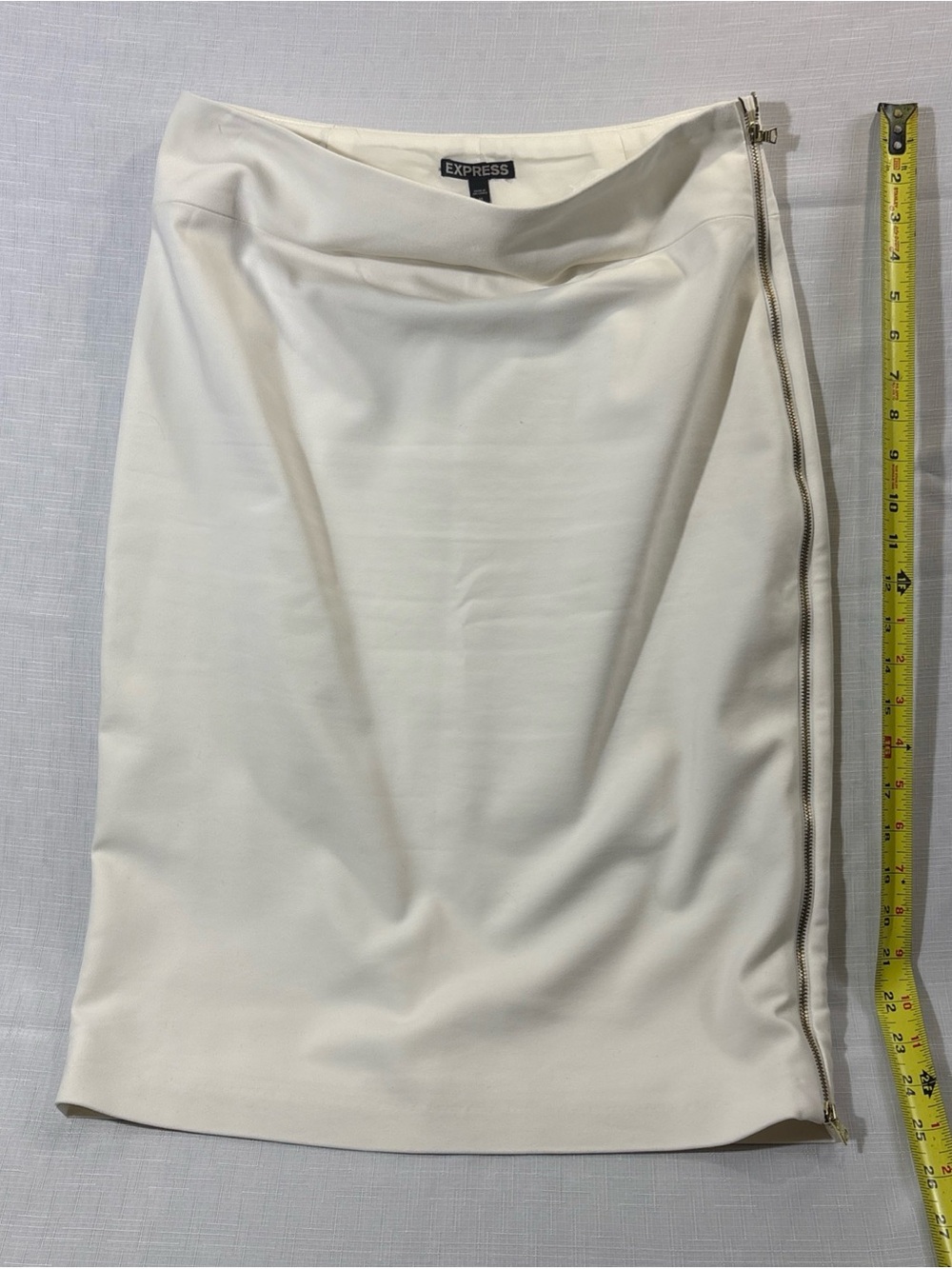 Express Cream Side-Zip Pencil Skirt